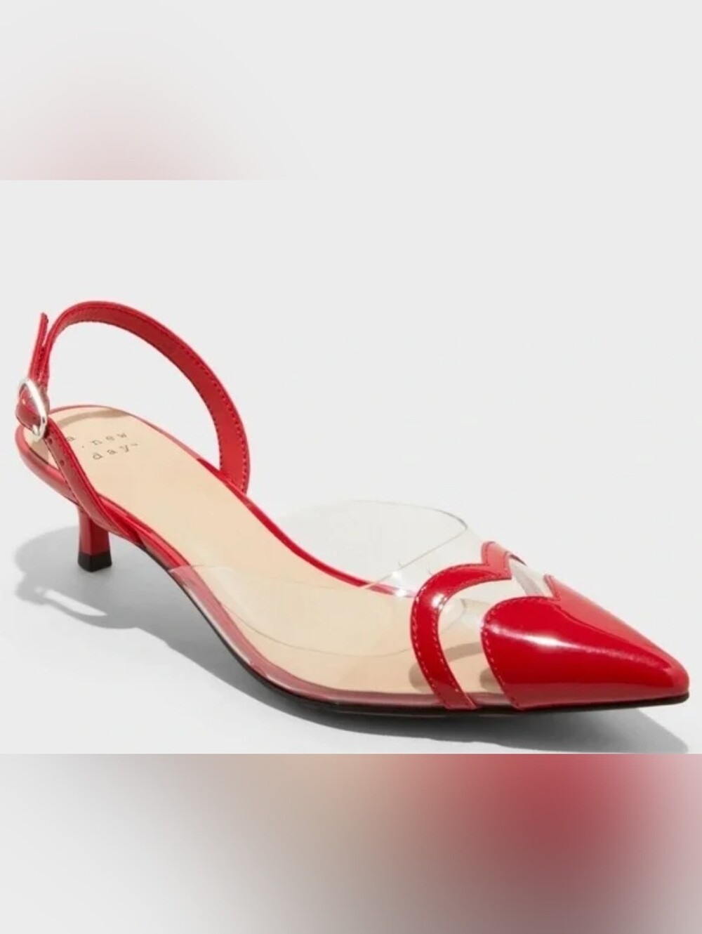 NWT!! A New Day Eleanor Heart Pointed Toe Slingback Kitten Heel. Size 7.5